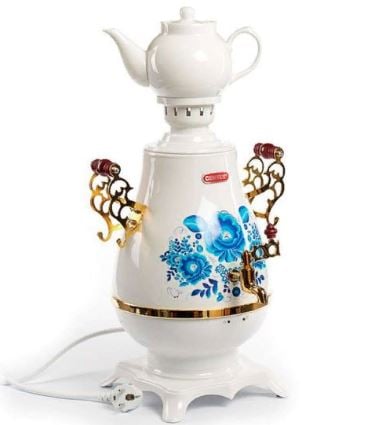 Самовар Centek CT-0092 A (белый+рисунок+золото), 4.0л, 2300Вт, поддерж.t + LED индикатор, керам зав.