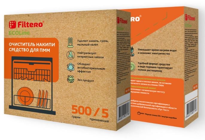 Filtero ECOLine Очиститель накипи: средство для ПММ (Россия), 500 г, Арт.610