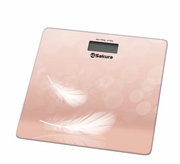 Весы напольные Sakura SA-5065F ultraslim 180 кг элекронные, рисунок перья