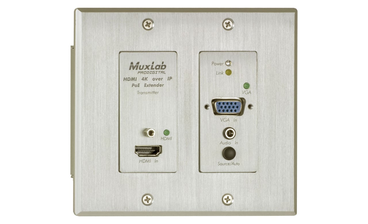 Передатчик-энкодер MuxLab 500773-TX, HDMI/VGA over IP, 4K, PoE