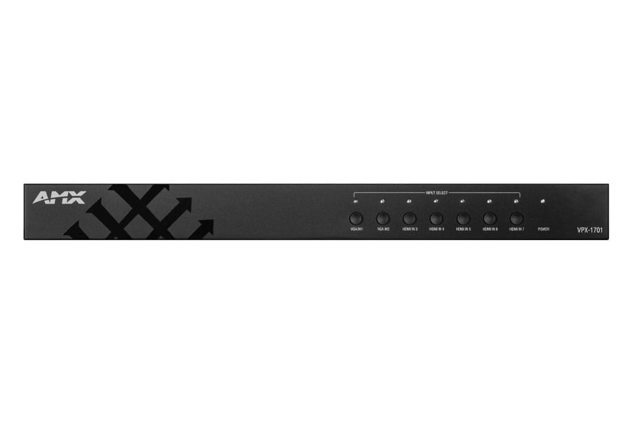 Презентационный коммутатор 7x1 4K60 [FG1010-357] AMX [VPX-1701] Входы: 2 VGA, 5 HDMI. Выходы: 1 HDMI, 1 HDBT