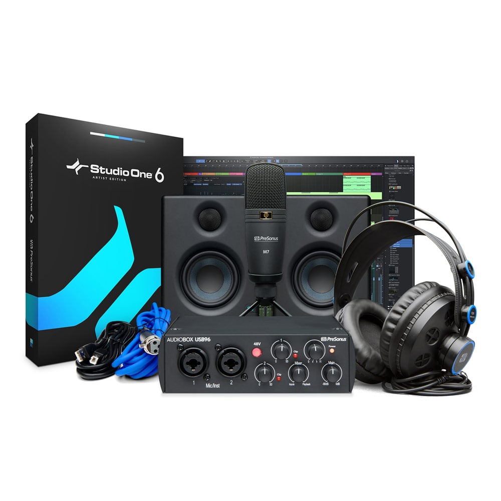 Аудиоинтерфейс USB [2777700102] Presonus [AudioBox 96 Studio Ultimate Bundle 25th Anniversary Edition] комплект: AudioBox 96, мониторы Eris E3,5 микрофон M7, наушники HD7 и ПО Studio One Artist