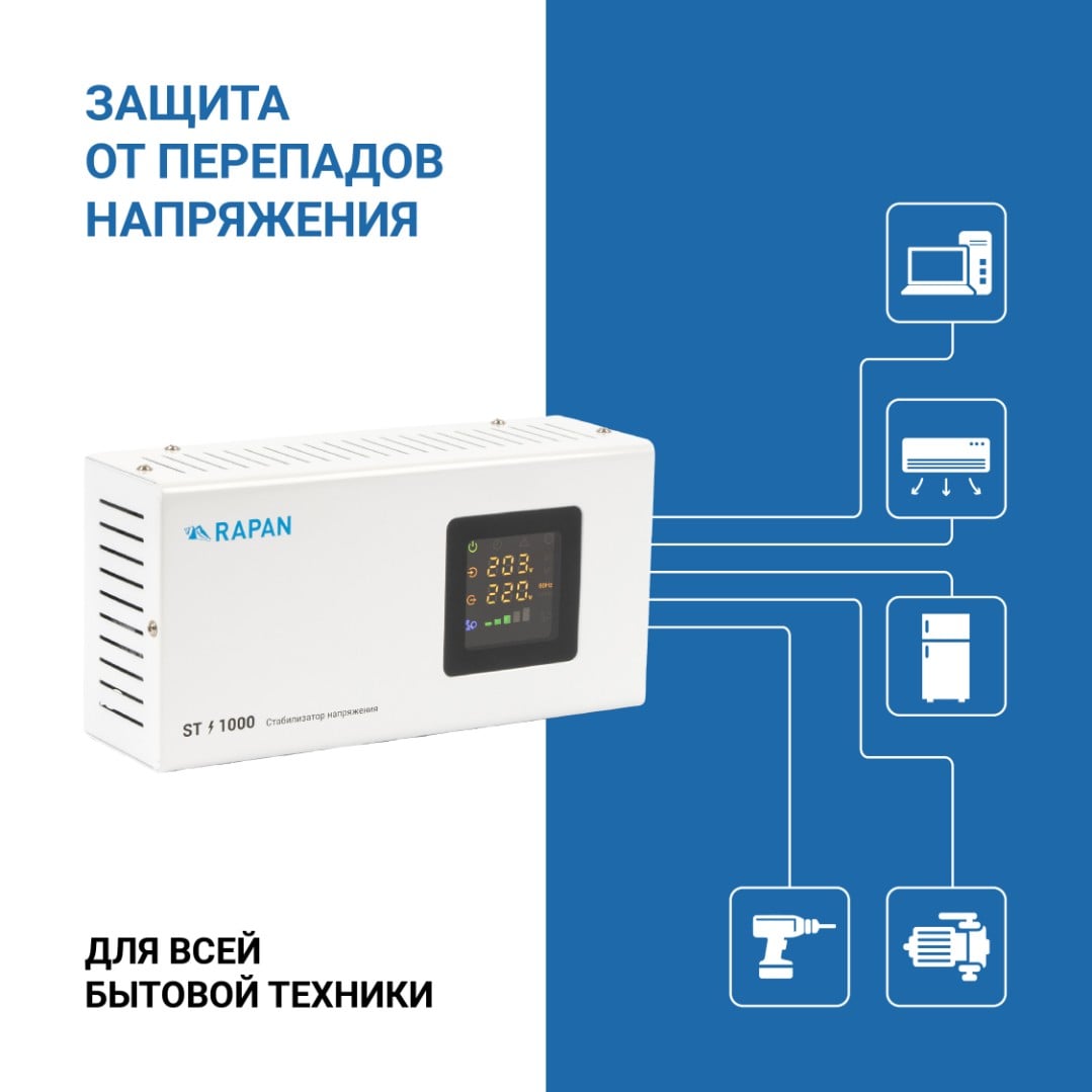 RAPAN ST-2000 стабилизатор сетевого напряжения, 2000ВА, Uвх. 100-260 В
