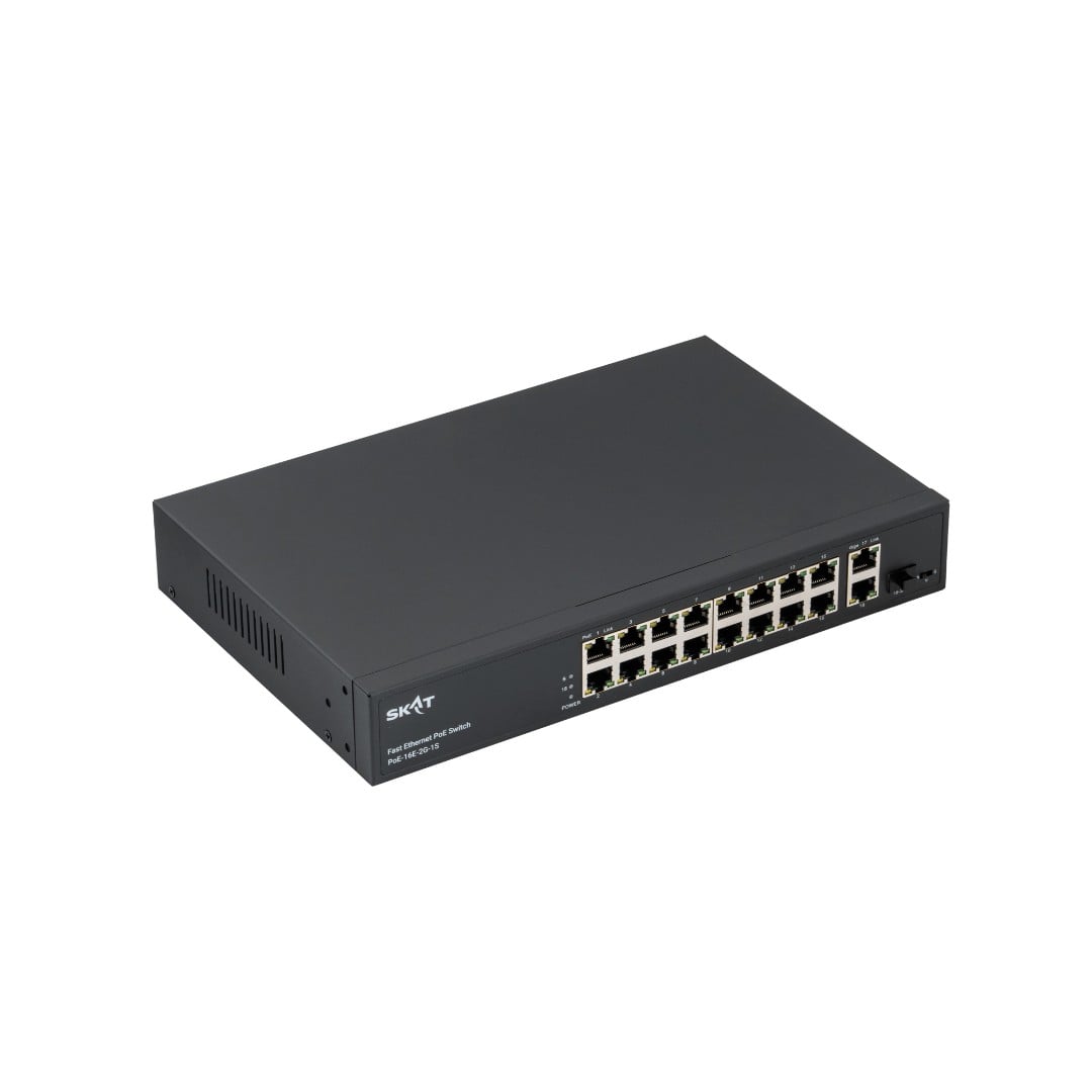 SKAT PoE-16E-2G-1S коммутатор PoE+, мощность 150Вт, порты:16-Ethernet, 1-Uplink, 1-COMBO