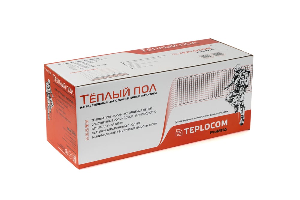 Маты нагревательные двухжильные TEPLOCOM ProМНД-7,0-1120 Вт L=14,6м, 7м², R=40,9Ом