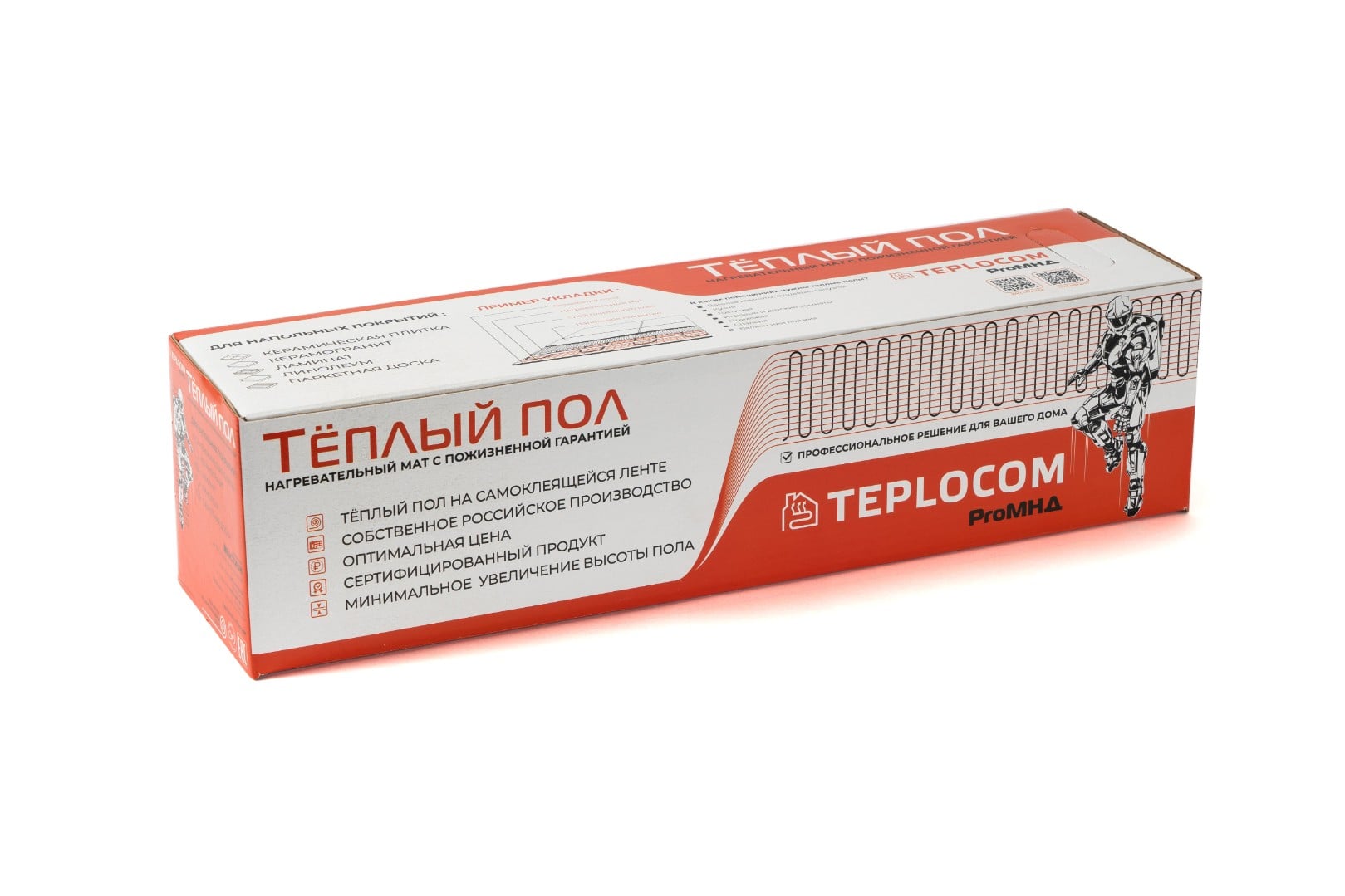 Маты нагревательные двухжильные TEPLOCOM ProМНД-3,5-560 Вт L=6,8м, 3,5м², R=88,2Ом