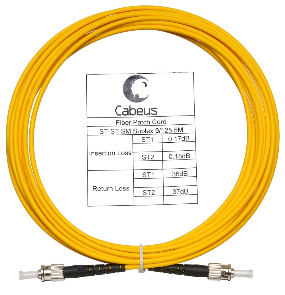 Оптический патч-корд simplex ST-ST 9/125 SM Cabeus FOP(s)-9-ST-ST-15m 15 метров желтый LSZH