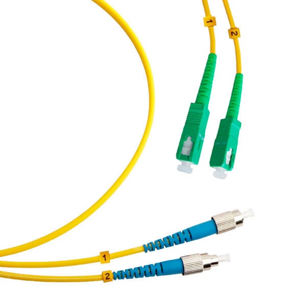 Оптический патч-корд duplex FC-SC 9/125 SM Cabeus FOP(d)-9-SC/APC-FC/UPC-2m 2 метра желтый LSZH