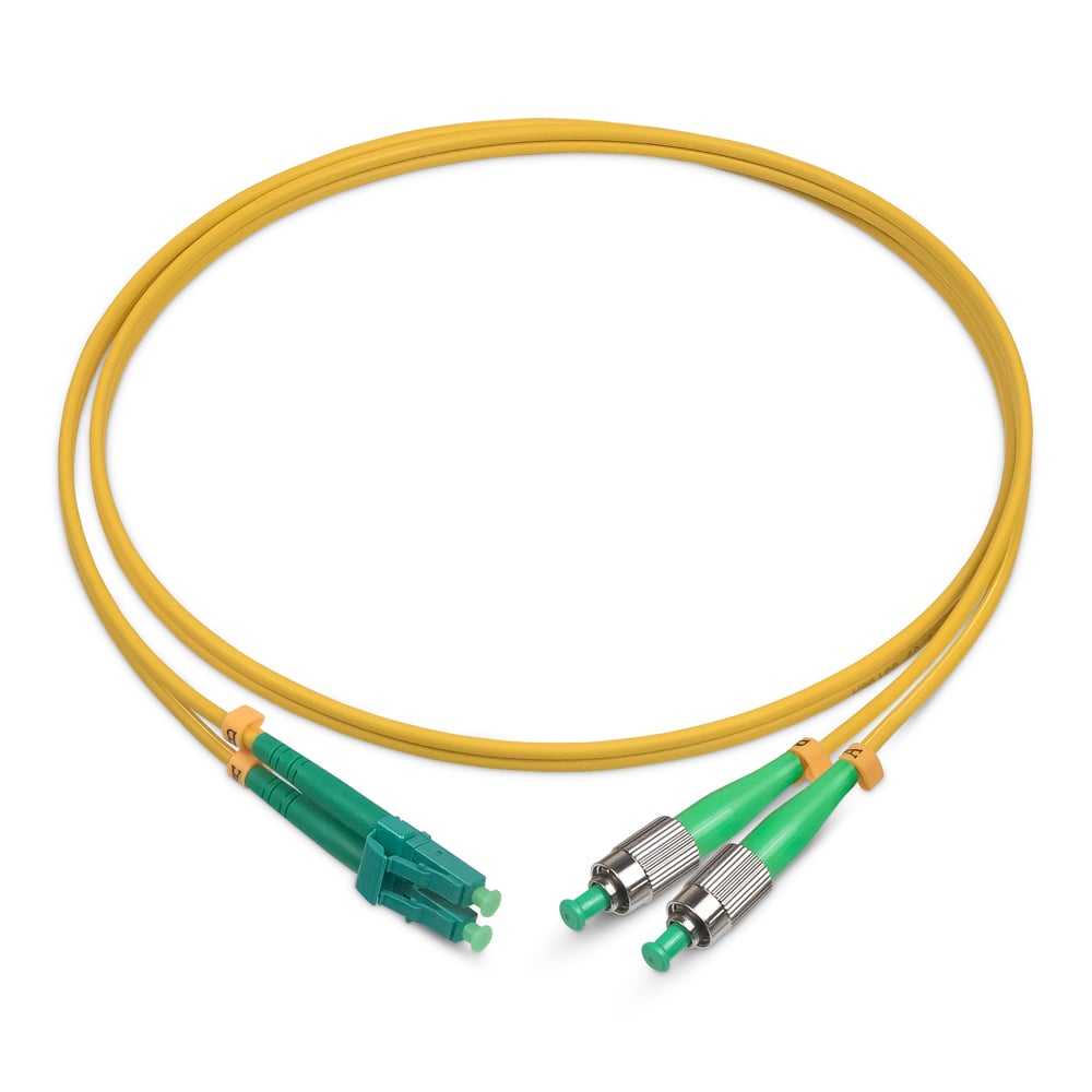 Оптический патч-корд duplex FC-LC 9/125 SM Cabeus FOP(d)-9-FC/APC-LC/APC-3m 3 метра желтый LSZH