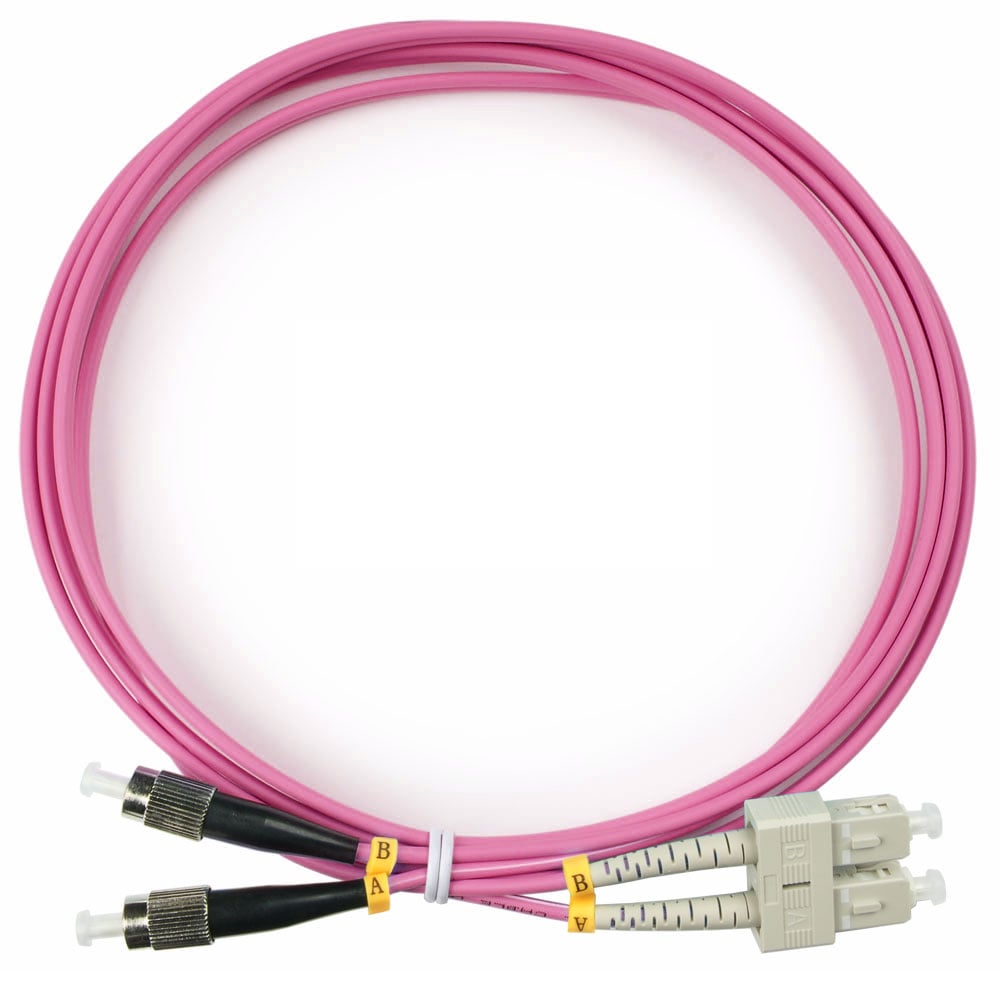 Оптический патч-корд duplex FC-SC 50/125 MM Cabeus FOP-50-OM4-SC-FC-2m 2 метра маджента LSZH