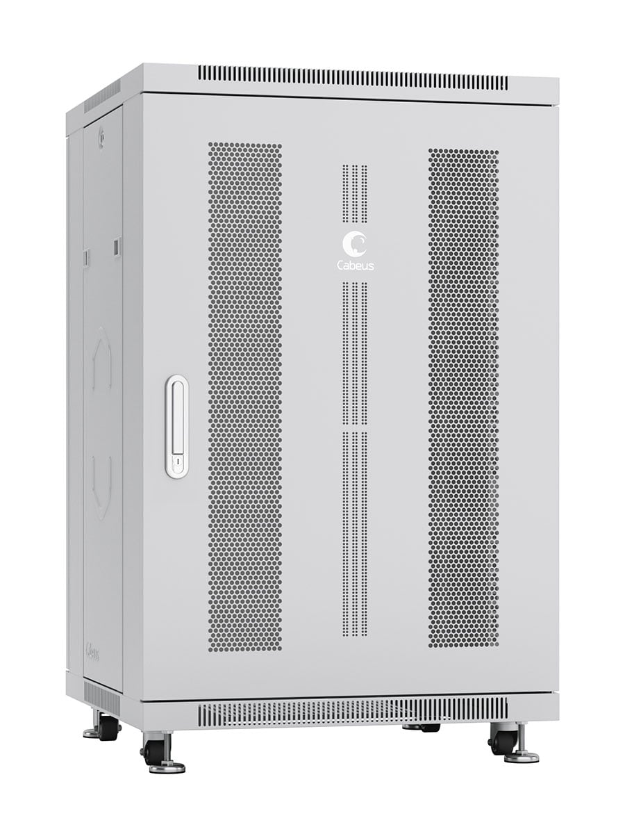 Cabeus ND-05C-18U60/80 Шкаф монтажный телекоммуникационный 19" напольный для распределительного и серверного оборудования 18U 600x800x988mm (ШхГхВ) передняя и задняя перфорированные двери, ручка с замком, цвет серый (RAL 7035)