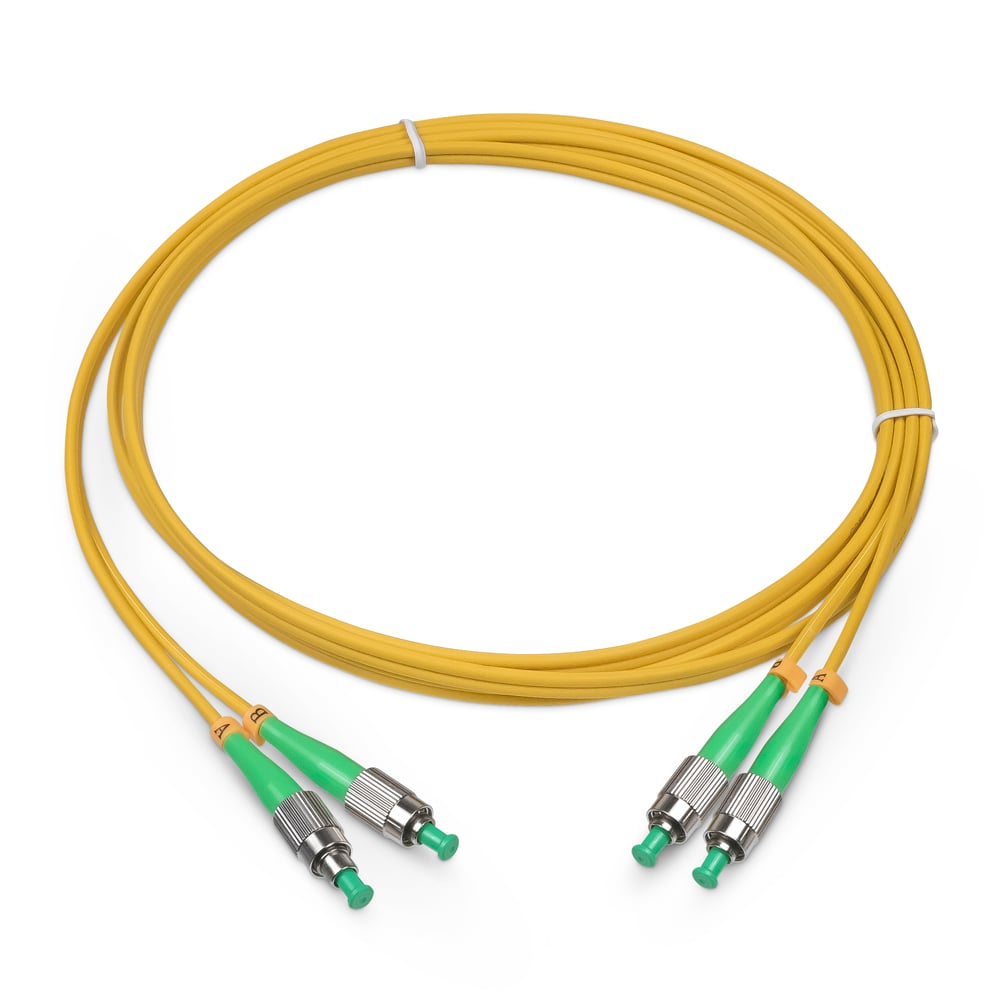 Оптический патч-корд duplex FC-FC 9/125 SM Cabeus FOP(d)-9-FC/APC-FC/APC-5m 5 метров желтый LSZH