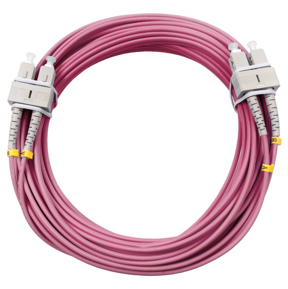 FOP-50-OM4-SC-SC-20m Коммутационный шнур оптический Cabeus tight buffer Duplex SC/SC (UPC/UPC) OM4 50/125 LSZH D 3мм 20м цвет: маджента