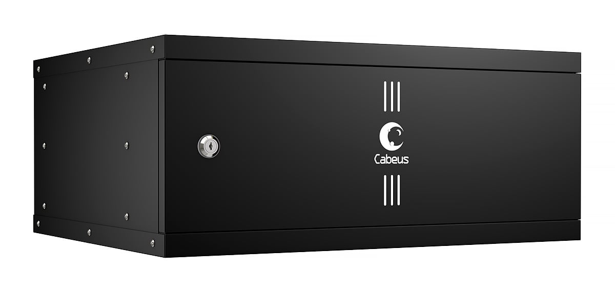 Настенный шкаф Cabeus - WSC-05D Light, 4U, глубина-450 мм, ширина-550 мм, металлическая дверь, съемные стенки, max-30кг, полезная глубина-340мм, IP20, цвет чёрный, WSC-05D-4U55/45m-BK