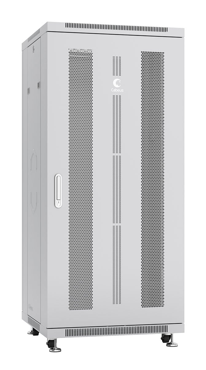 Cabeus ND-05C-27U60/60 Шкаф монтажный телекоммуникационный 19" напольный для распределительного и серверного оборудования 27U 600x600x1388mm (ШхГхВ) передняя и задняя перфорированные двери, ручка с замком, цвет серый (RAL 7035)