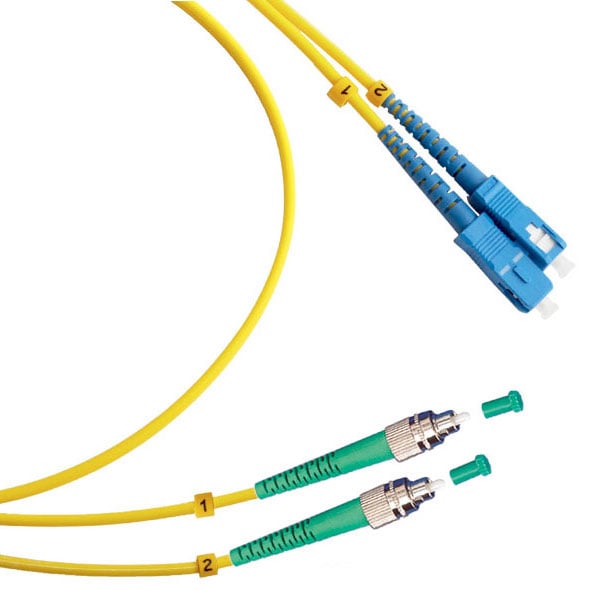 Оптический патч-корд duplex FC-SC 9/125 SM Cabeus FOP(d)-9-FC/APC-SC/UPC-10m 10 метров желтый LSZH