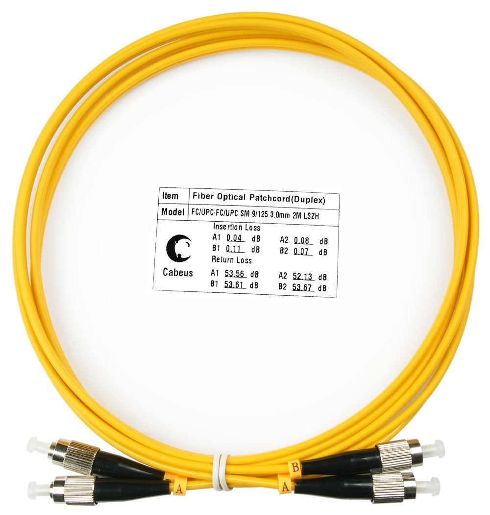 Оптический патч-корд duplex FC-FC 9/125 SM Cabeus FOP(d)-9-FC-FC-2m 2 метра желтый LSZH