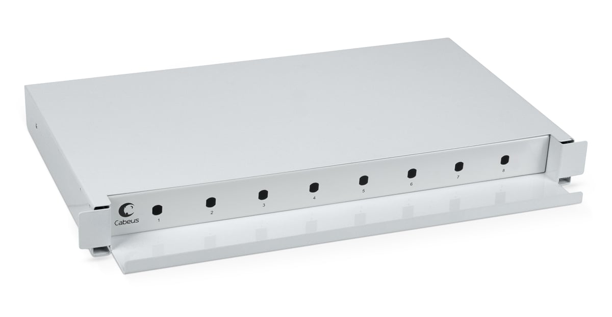 Cabeus ODF-19-8-ST Кросс бокс оптический 19" на 8 ST(FC) со сплайс-кассетой, выдвижной (без пигтейлов и проходных адаптеров)
