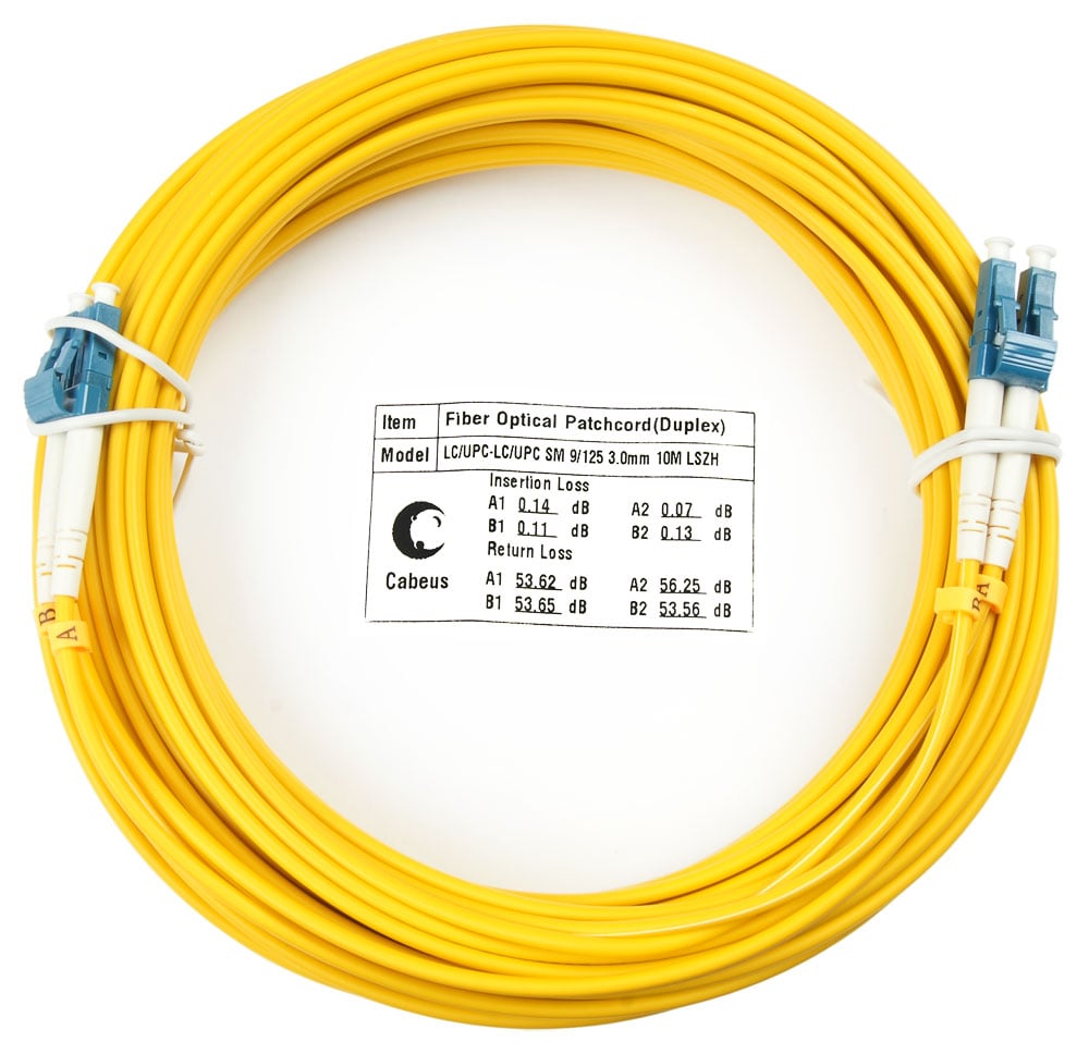 Шнур оптический duplex LC-LC 9/125 sm 1,5м LSZH Cabeus FOP(d)-9-LC-LC-10m Шнур оптический duplex LC-LC 9/125 sm 10м LSZH