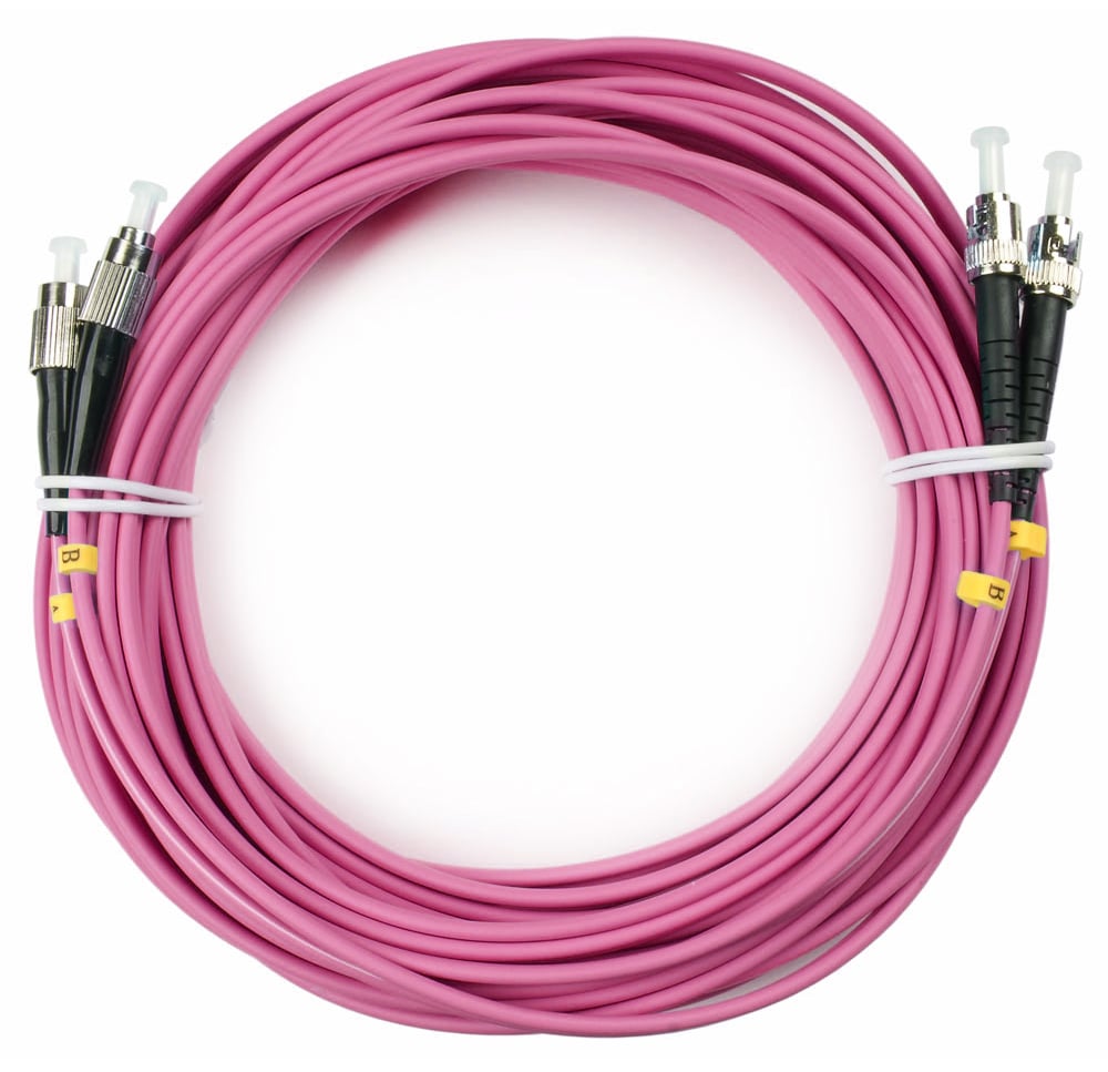 Оптический патч-корд duplex FC-ST 50/125 MM Cabeus FOP-50-OM4-FC-ST-20m 20 метров маджента LSZH