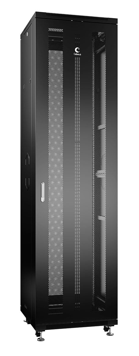 Cabeus ND-05C-47U60/100-BK Шкаф монтажный телекоммуникационный 19" напольный для распределительного и серверного оборудования 47U 600x1000x2277mm (ШхГхВ) передняя и задняя перфорированные двери, ручка с замком, цвет черный (RAL 9004)