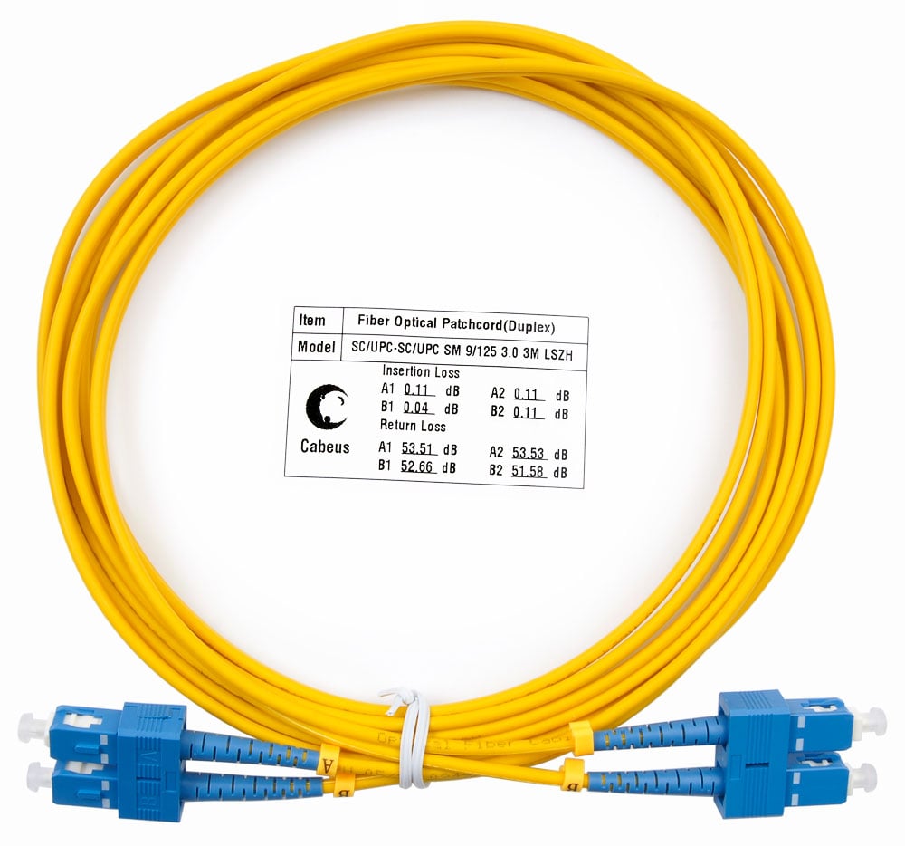 Оптический патч-корд duplex SC-SC 9/125 SM Cabeus FOP(d)-9-SC-SC-3m 3 метра желтый LSZH