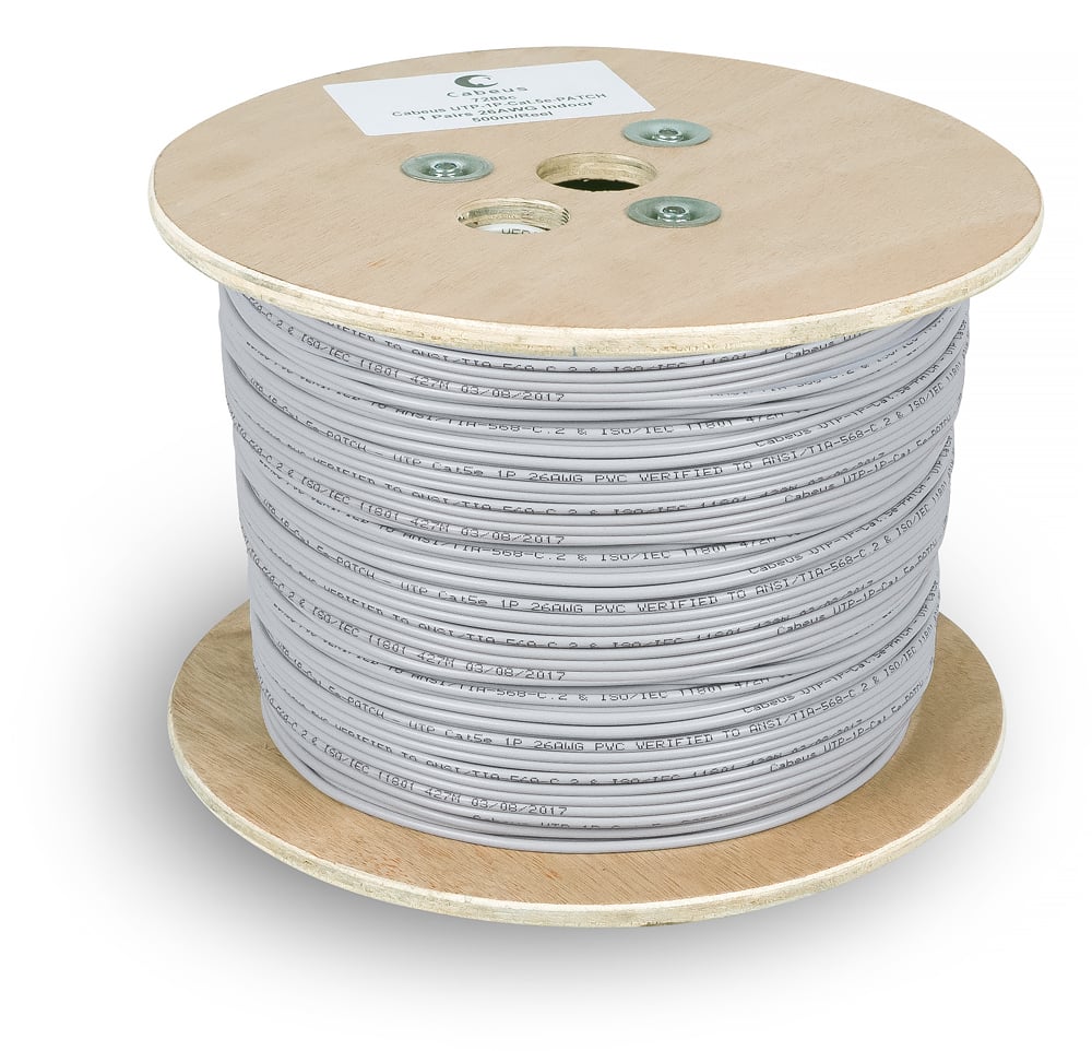 UTP-1P-Cat.5e-PATCH Кабель витая пара Cabeus UTP 1 пар. кат. 5е многожильный D 016 AWG24 PVC нг(А)-LS 1м (катушка 500м) внутренний цвет: серый