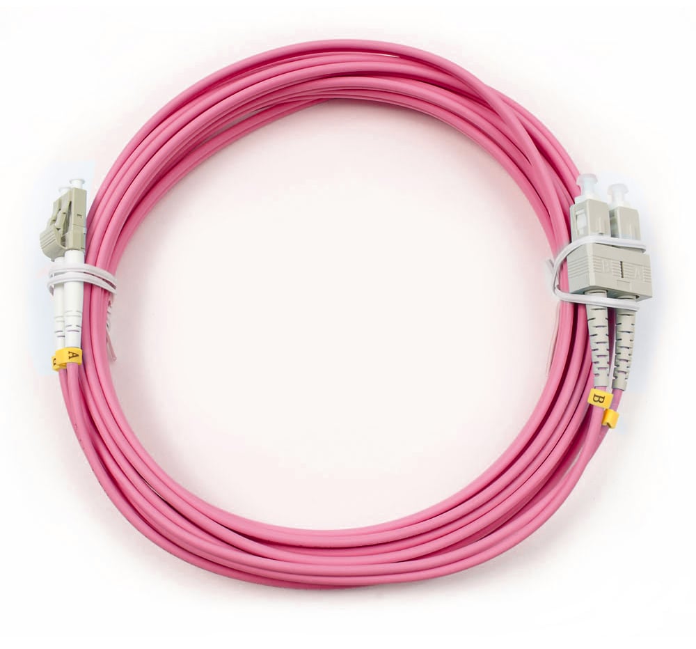 Оптический патч-корд duplex LC-SC 50/125 MM Cabeus FOP-50-OM4-LC-SC-7m 7 метров маджента LSZH
