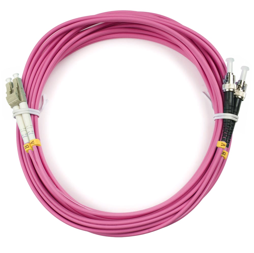 Оптический патч-корд duplex LC-ST 50/125 MM Cabeus FOP-50-OM4-LC-ST-25m 25 метров маджента LSZH