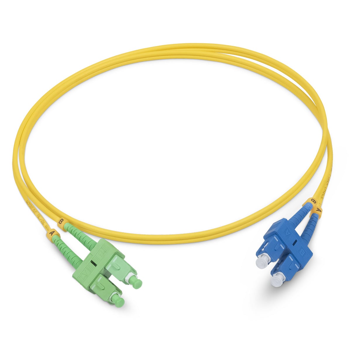 Оптический патч-корд duplex SC-SC 9/125 SM Cabeus FOP(d)-9-SC/APC-SC/UPC-10m 10 метров желтый LSZH