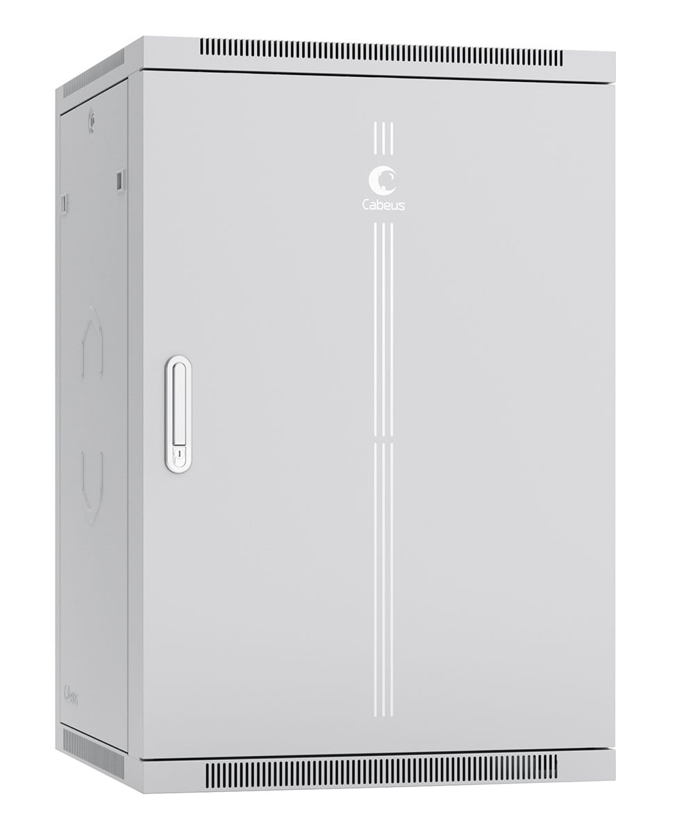 Настенный шкаф Cabeus - SH-05F разобранный, 18U, глубина-350 мм, ширина-600 мм, металлическая дверь, съемные стенки, max-60кг, IP20, цвет серый, SH-05F-18U60/35m-R