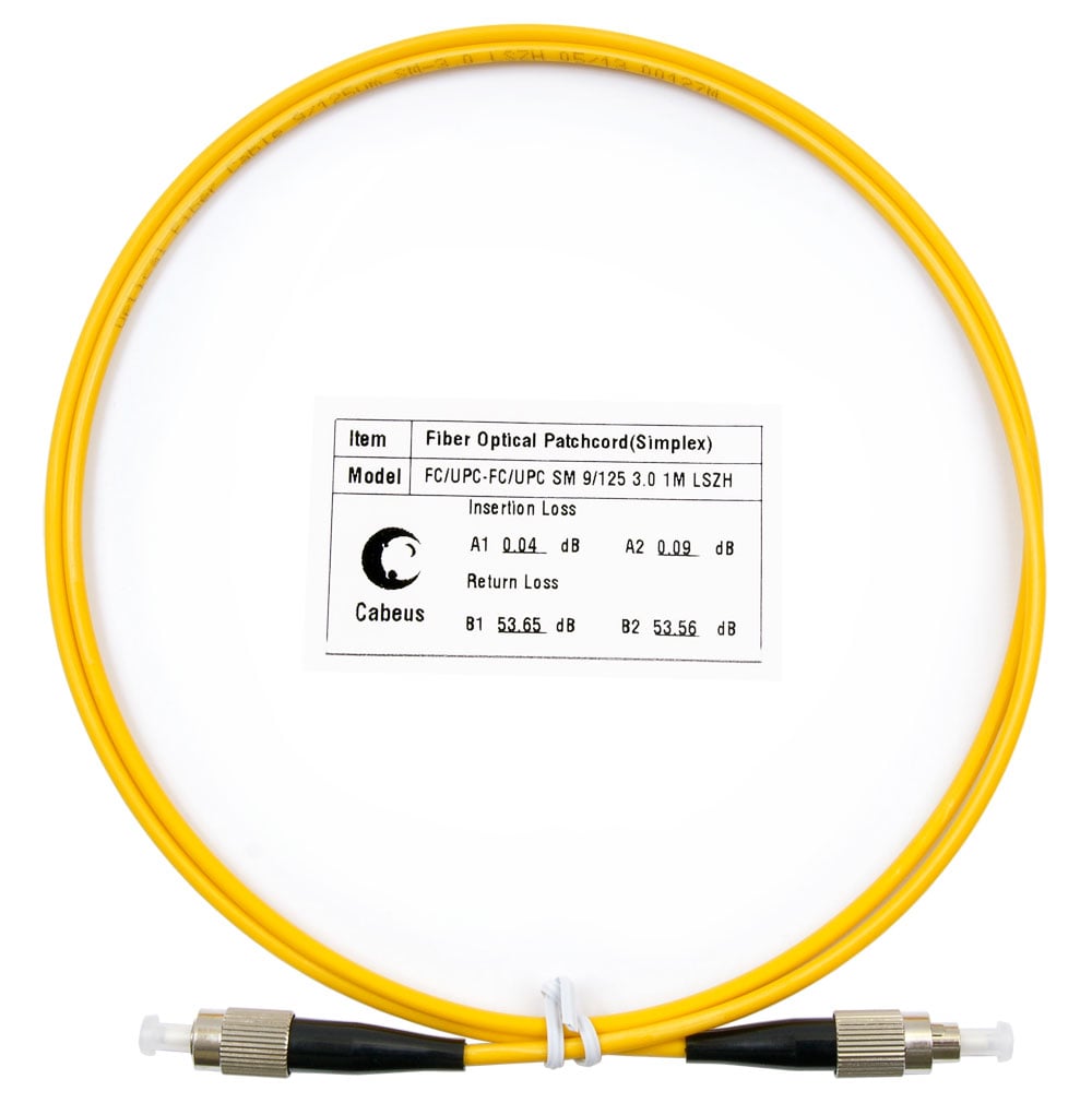 FOP(s)-9-FC-FC-1,5m Коммутационный шнур оптический Cabeus tight buffer Simplex FC/FC (UPC/UPC) OS2 9/125 LSZH D 3мм 15м цвет: жёлтый (FOP(s)-9-FC-FC-15m)