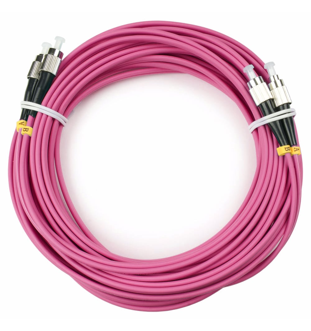 Оптический патч-корд duplex FC-FC 50/125 MM Cabeus FOP-50-OM4-FC-FC-15m 15 метров маджента LSZH