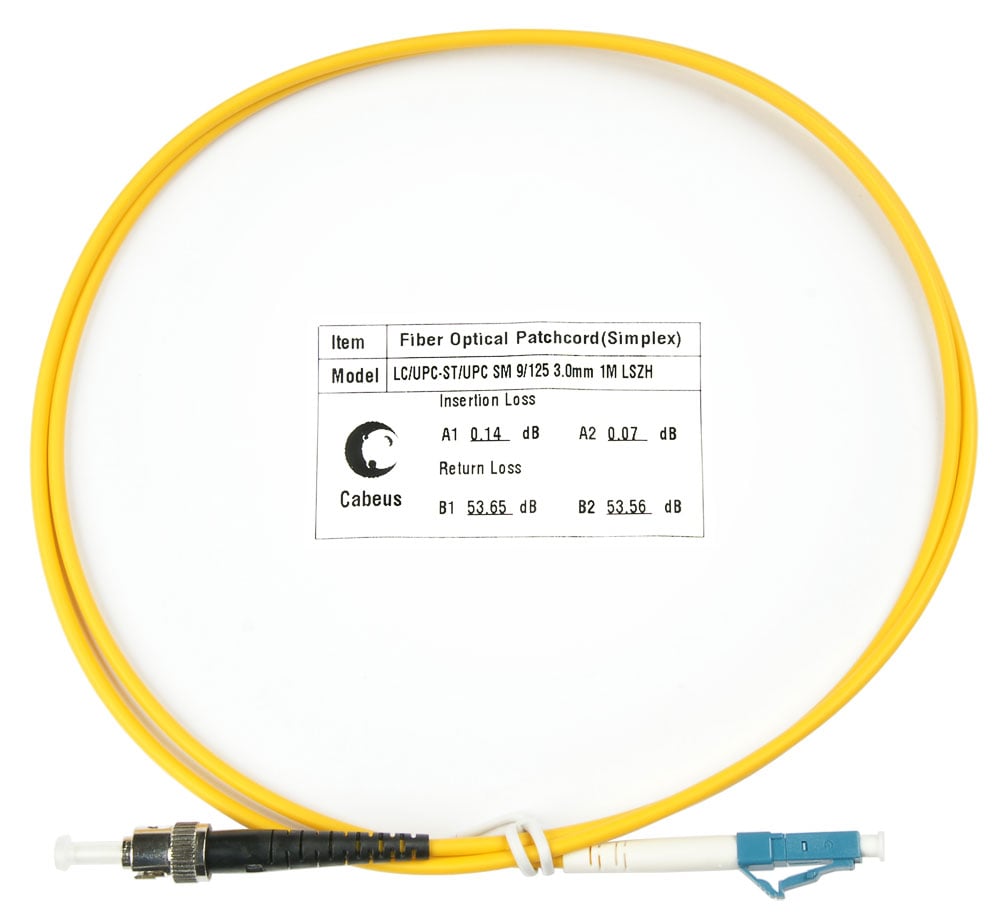 Оптический патч-корд simplex LC-ST 9/125 SM Cabeus FOP(s)-9-LC-ST-1,5m 1.5 метра желтый LSZH