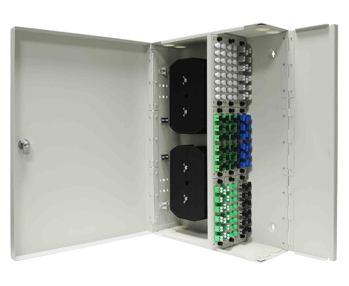 Cabeus FO-WL-144-144FC/ST/SC-9FP-K-T Кросс оптический настенный, до 144 портов, серый