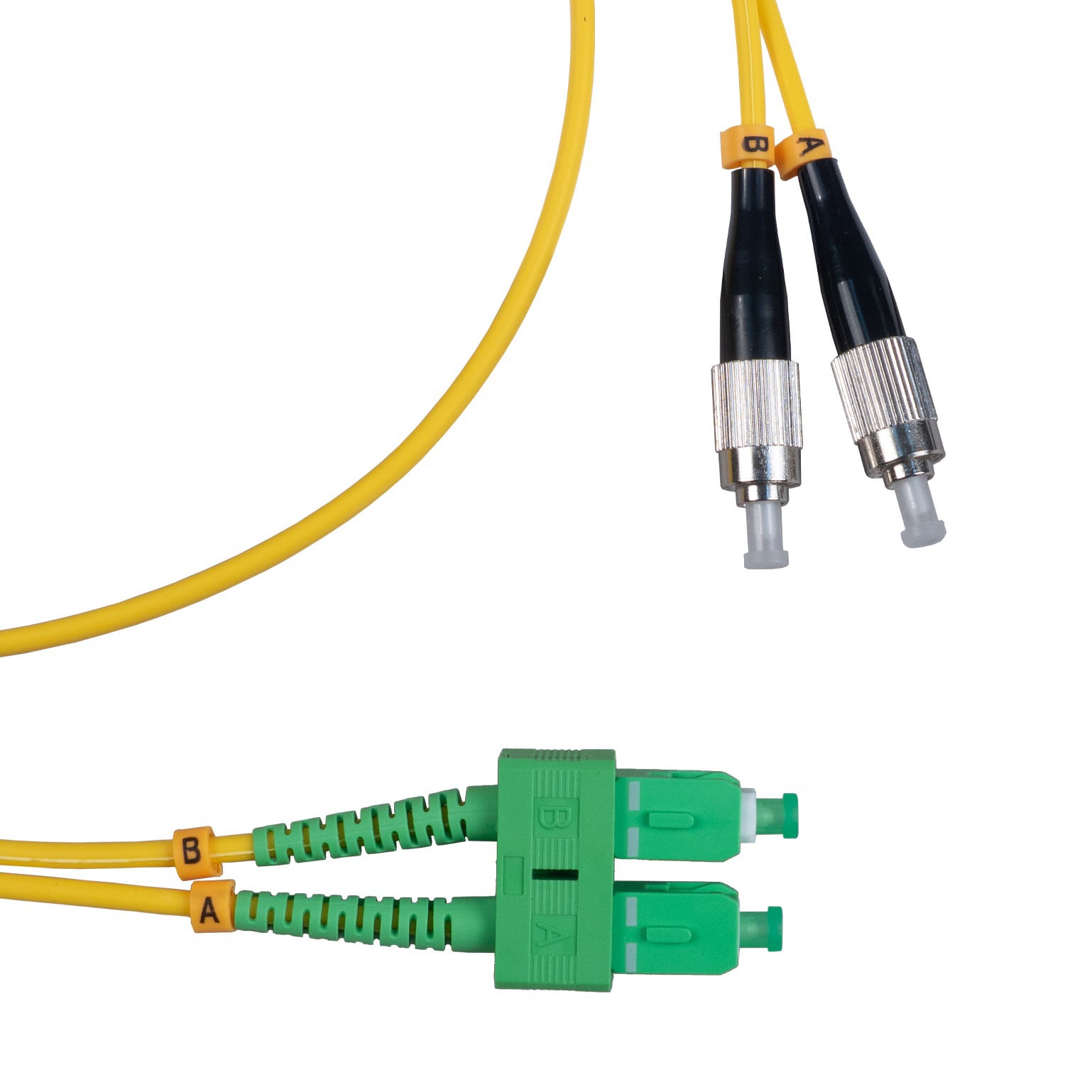 Оптический патч-корд duplex FC-SC 9/125 SM Cabeus FOP(d)-9-SC/APC-FC/UPC-25m 25 метров желтый LSZH
