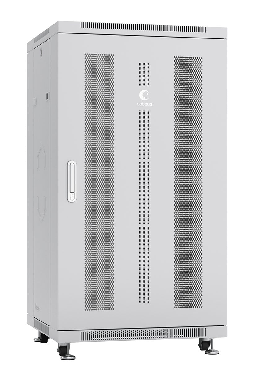 Cabeus ND-05C-22U60/60 Шкаф монтажный телекоммуникационный 19" напольный для распределительного и серверного оборудования 22U 600x600x1166mm (ШхГхВ) передняя и задняя перфорированные двери, ручка с замком, цвет серый (RAL 7035)
