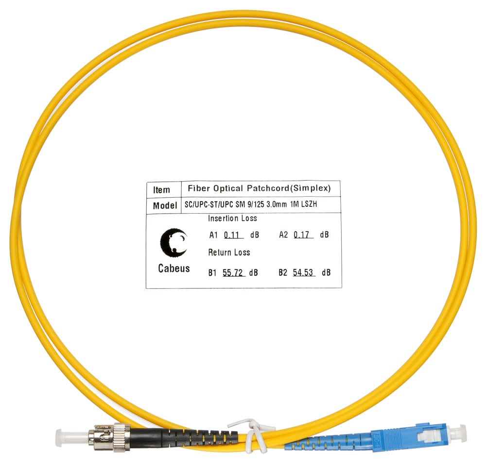 Оптический патч-корд simplex SC-ST 9/125 SM Cabeus FOP(s)-9-SC-ST-1,5m 1.5 метра желтый LSZH