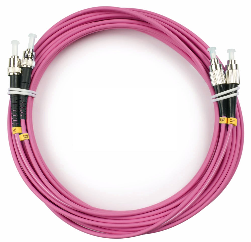 Оптический патч-корд duplex FC-ST 50/125 MM Cabeus FOP-50-OM4-FC-ST-5m 5 метров маджента LSZH