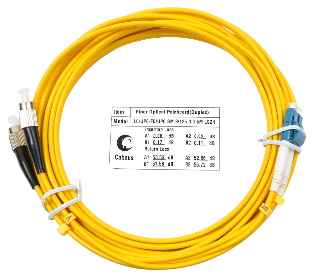 FOP(d)-9-LC-FC-7m Коммутационный шнур оптический Cabeus tight buffer Duplex LC/FC (UPC/UPC) OS2 9/125 LSZH D 3мм 7м цвет: жёлтый
