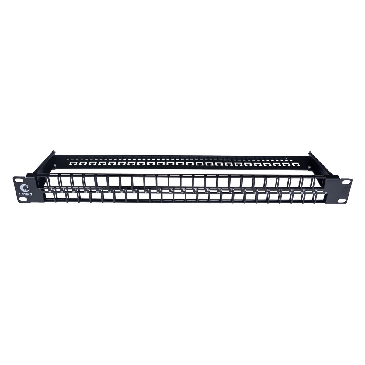 Cabeus PLBHD-48-1U Модульная патч-панель высокой плотности 19" (1U), 48 портов, для неэкранированных модулей, с задним кабельным организатором (без модулей)