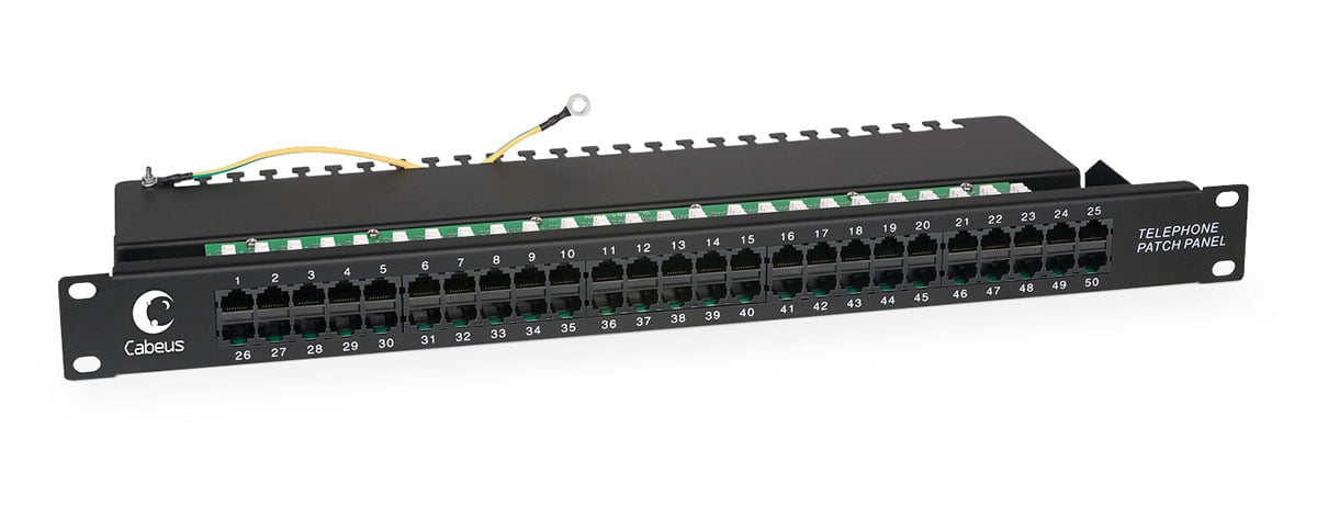 Cabeus PL-50-TEL-Dual IDC Патч-панель 19" (1U), 50 портов RJ-45, Dual IDC (телефонная раскладка)