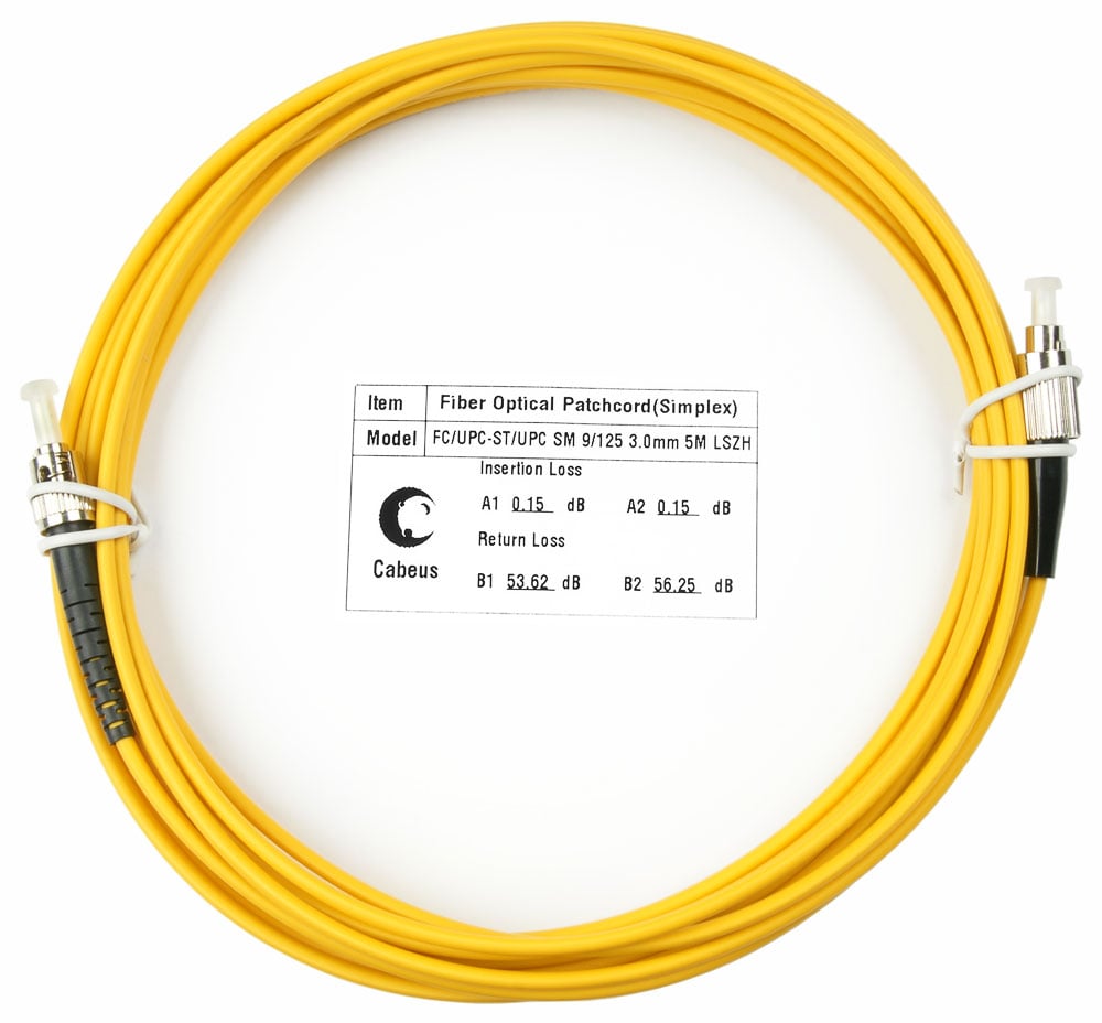 Оптический патч-корд simplex FC-ST 9/125 SM Cabeus FOP(s)-9-FC-ST-10m 10 метров желтый LSZH