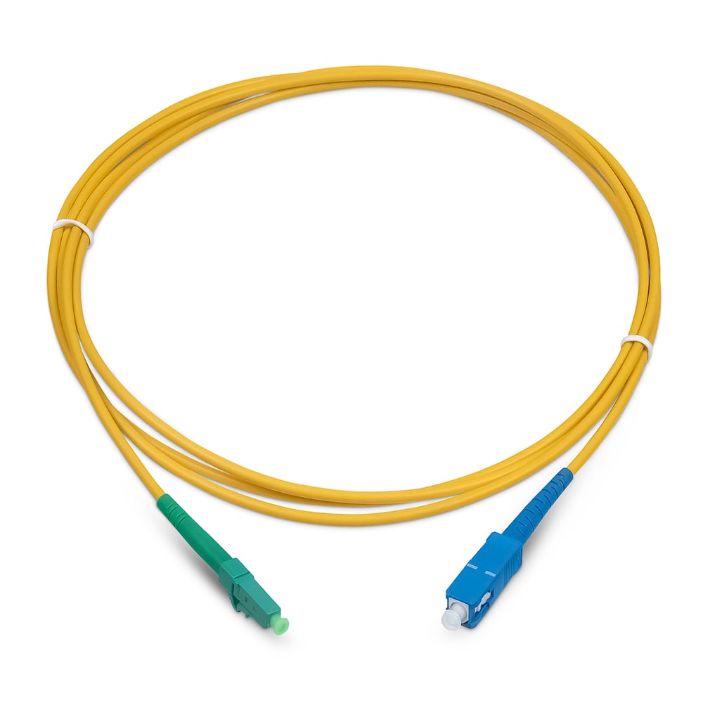 FOP(s)-9-LC/APC-SC/UPC-1m Коммутационный шнур оптический Cabeus tight buffer Simplex LC/SC (APC/UPC) OS2 9/125 LSZH D 3мм 1м цвет: жёлтый