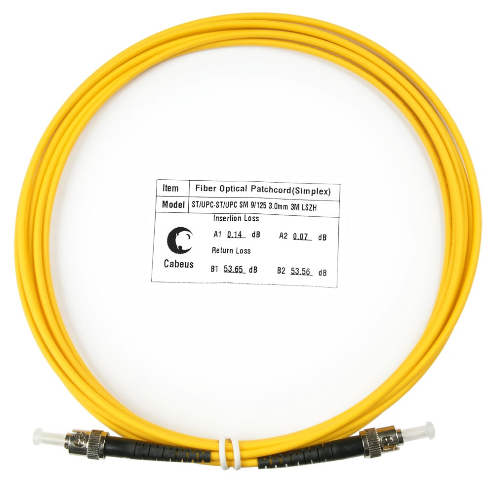 Оптический патч-корд simplex ST-ST 9/125 SM Cabeus FOP(s)-9-ST-ST-3m 3 метра желтый LSZH