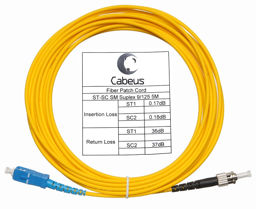 Оптический патч-корд simplex SC-ST 9/125 SM Cabeus FOP(s)-9-SC-ST-25m 25 метров желтый LSZH
