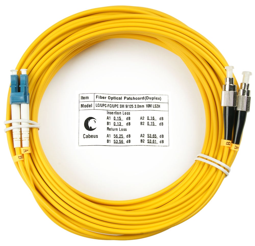 FOP(d)-9-LC-FC-25m Коммутационный шнур оптический Cabeus tight buffer Duplex LC/FC (UPC/UPC) OS2 9/125 LSZH D 3мм 25м цвет: жёлтый