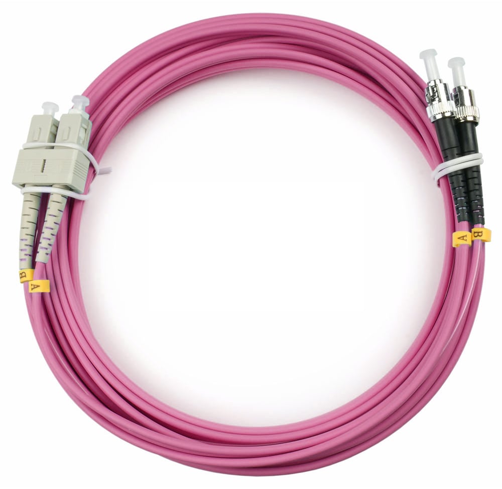 Оптический патч-корд duplex SC-ST 50/125 MM Cabeus FOP-50-OM4-SC-ST-25m 25 метров маджента LSZH