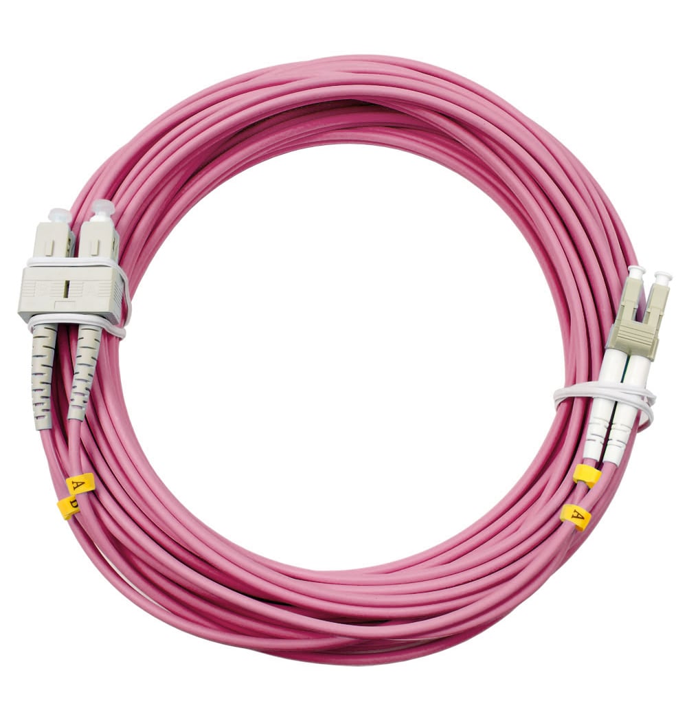 Оптический патч-корд duplex LC-SC 50/125 MM Cabeus FOP-50-OM4-LC-SC-25m 25 метров маджента LSZH