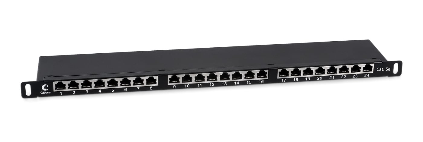 Патч-панель Cabeus PLHD-24-Cat.5e-SH-Dual-0,5U Патч-панель высокой плотности 19" (0,5U), 24 порта RJ-45, категория 5e, полностью экранированная, Dual IDC